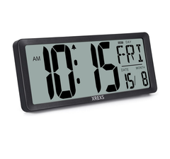 14-Inch Large LCD Digital Wall Clock with Date & Temperature Display (Battery)