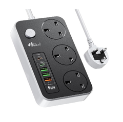 3 Way Extension Lead with USB-C & Fast Charge Ports – 5 USB, 2M Power Strip 3250W