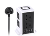8 Way Tower Extension Lead with 4 USB Ports – 2M Cable, Surge Protected Power Tower