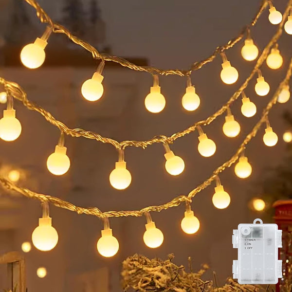 Battery Globe String Lights – 40 Warm White LEDs