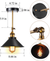 Vintage Black Industrial Wall Sconce, 240° Adjustable, 2 Pack