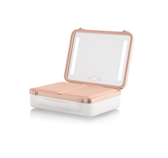 Large Quilted Makeup Bag with LED Mirror & Compartments – Travel Vanity Case