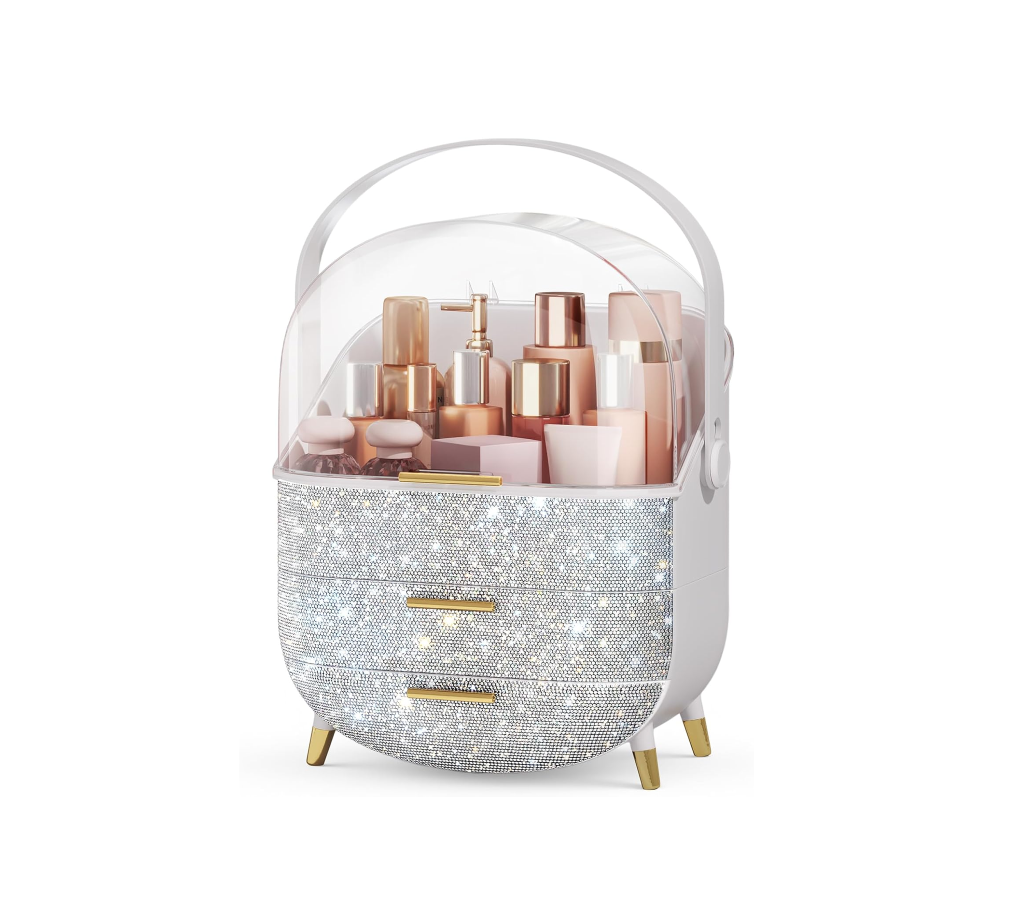 Large Multifunctional Makeup Organizer with Drawers – Dustproof Cosmetic Storage Box