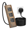 3 Way Wood Grain Extension Lead with USB Ports – 2M Surge Protected Power Strip