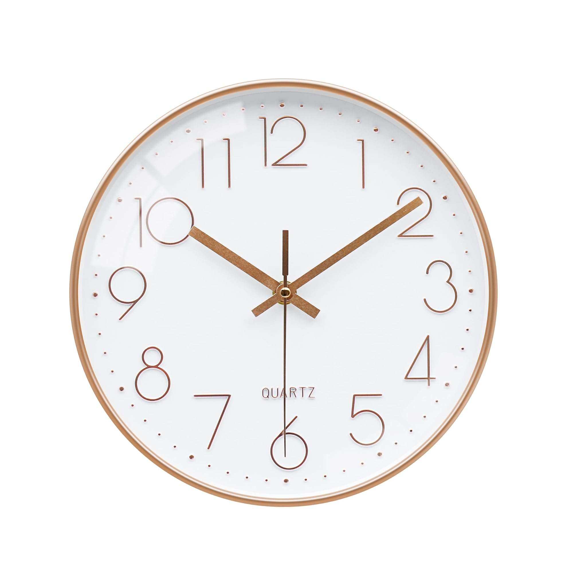 Rose Gold & White 10-Inch Silent Wall Clock, Modern Decorative Design for Home