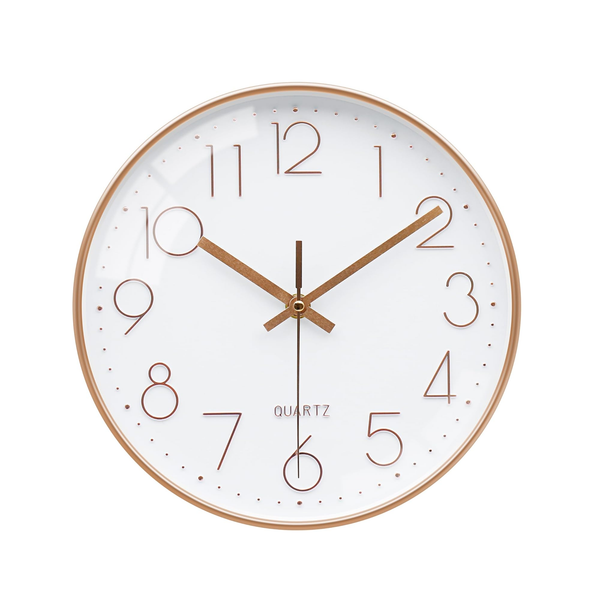 Rose Gold & White 10-Inch Silent Wall Clock, Modern Decorative Design for Home