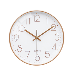 Rose Gold & White 10-Inch Silent Wall Clock, Modern Decorative Design for Home