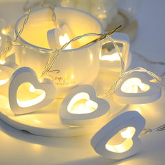 Wooden Heart String Lights – 20 LEDs