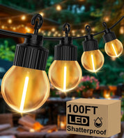 30M/100FT Outdoor Festoon Lights with Timer & Shatterproof G40 Bulbs