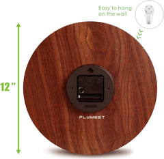 Silent Wooden Wall Clock – Non-Ticking with Night Light for Home & Office