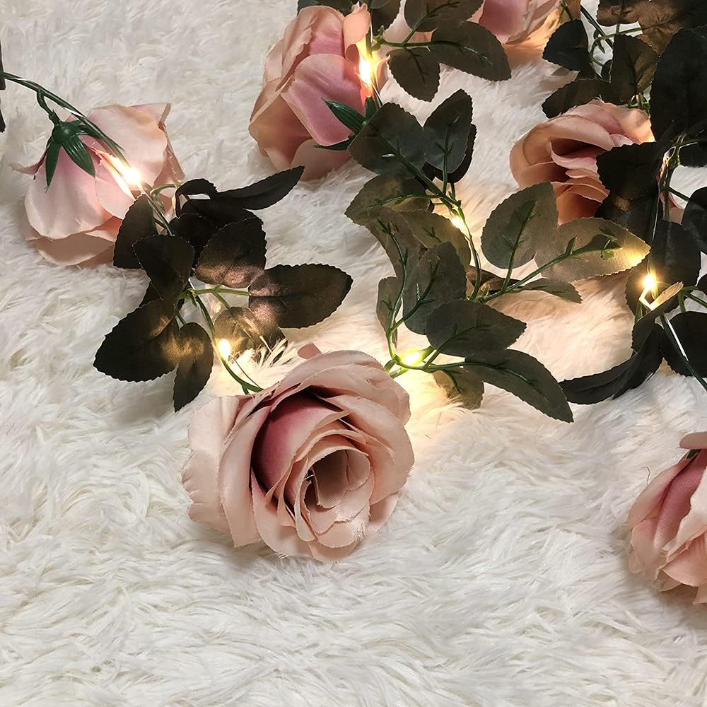Rosybrown LED Flower Garland Lights – Battery Operated