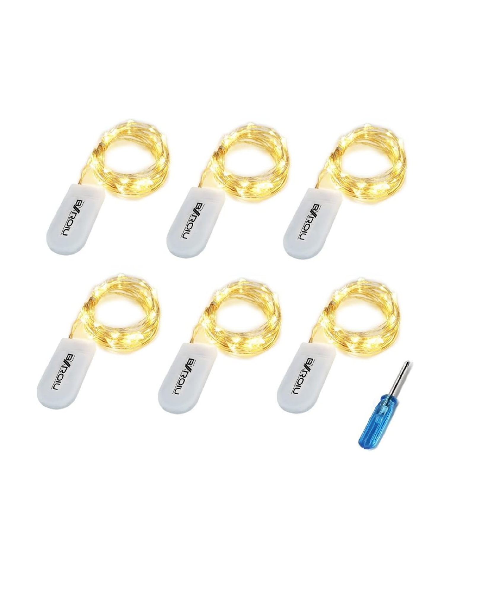 2M Battery Fairy Lights 6 Pack, Warm White Glow