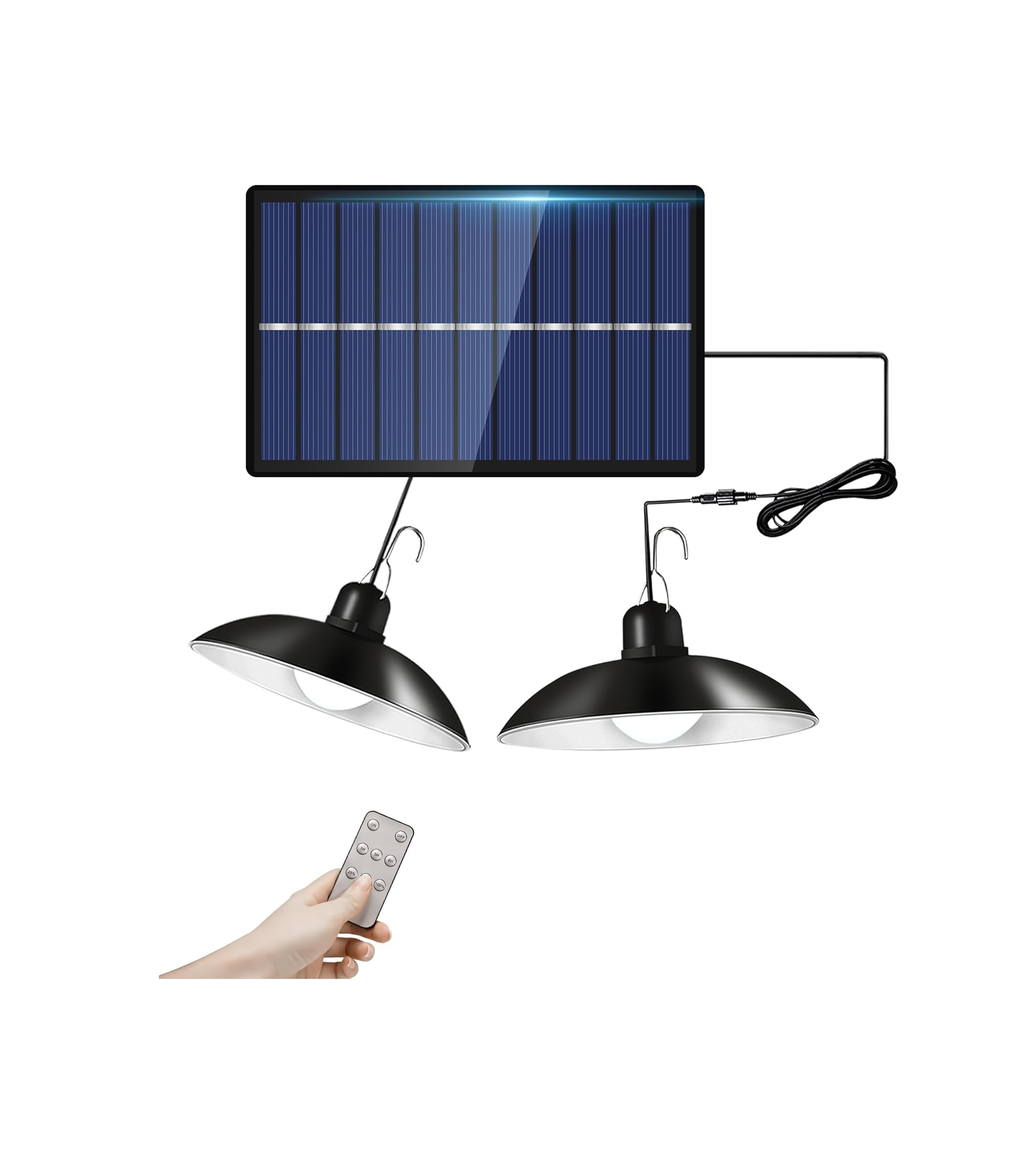 LED Solar Pendant Hanging Light Dimmable Indoor Outdoor Garden Yard Shed Lamp