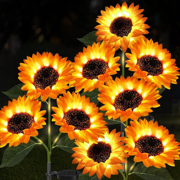 3 Pack Solar Sunflower Garden Lights Waterproof Outdoor