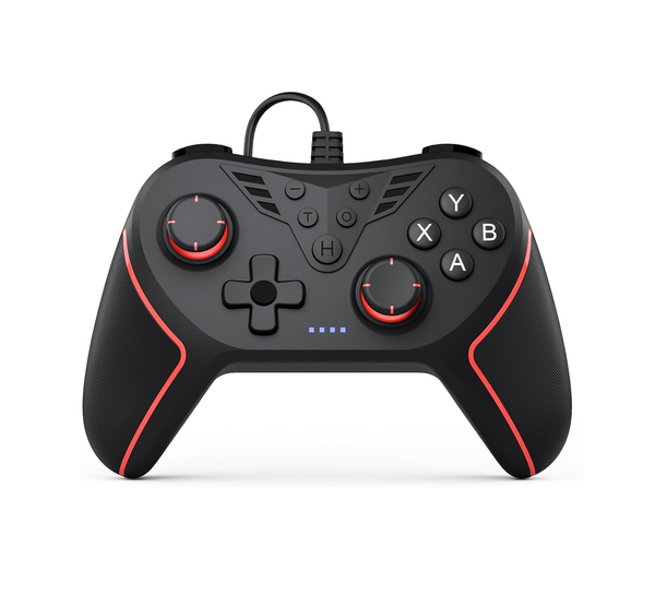 Wired Game Controller for PC with Paddles, Vibration & Mappable Buttons – Black