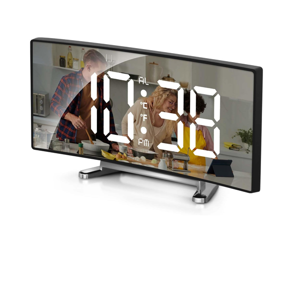 Digital LED Alarm Clock with Temperature, Snooze & USB Power Option (Black)