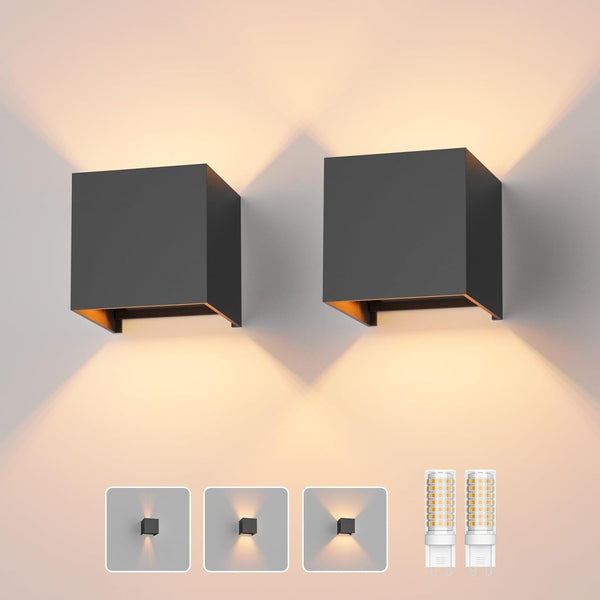 Modern LED Wall Lights Up and Down Wall Lamp Outdoor/Indoor Wall Sconce Lights, Adjustable Beam Angle, Warm White 3000k, Dark Grey