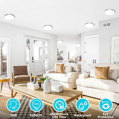 15W Flush Mount LED Ceiling Light – Brushed Nickel, 3 CCT