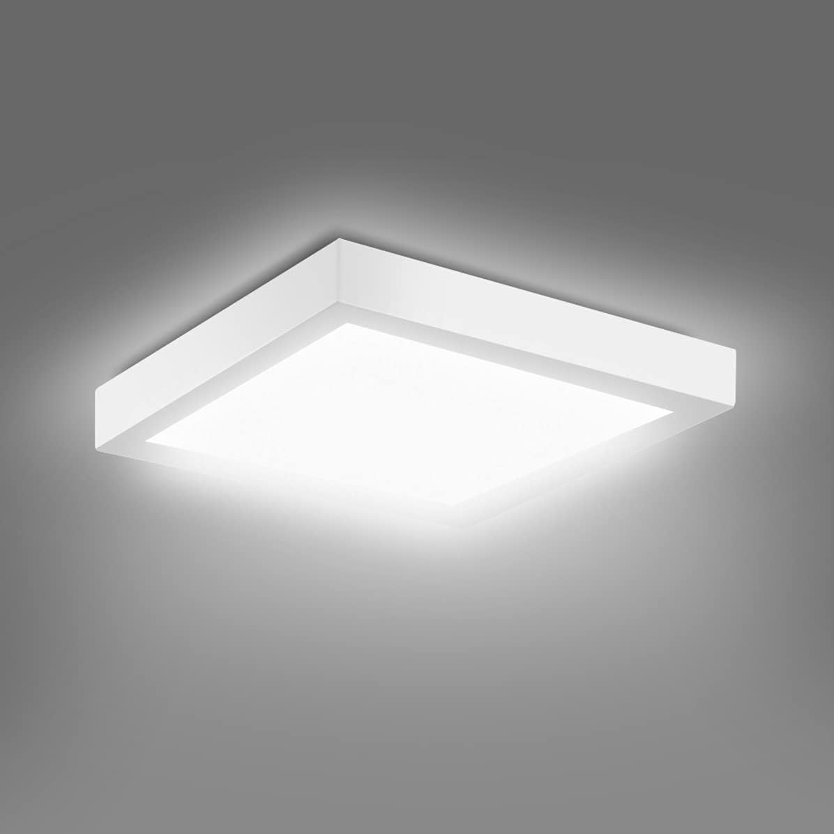 12W Modern Square LED Ceiling Lights - Flush Panel Lamp for Living Room, Kitchen, Utility Room