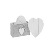 Set of 6 Wooden Heart Coasters with Storage Stand