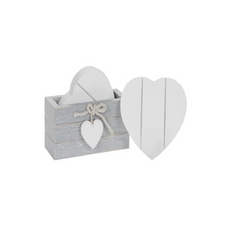 Set of 6 Wooden Heart Coasters with Storage Stand