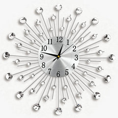 Modern Crystal Diamond Flower Wall Clock for Living Room