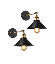 Vintage Black Industrial Wall Sconce, 240° Adjustable, 2 Pack