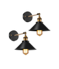 Vintage Black Industrial Wall Sconce, 240° Adjustable, 2 Pack