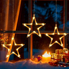 Christmas Window Star Lights, 30 LEDs Battery String Lights with Timer