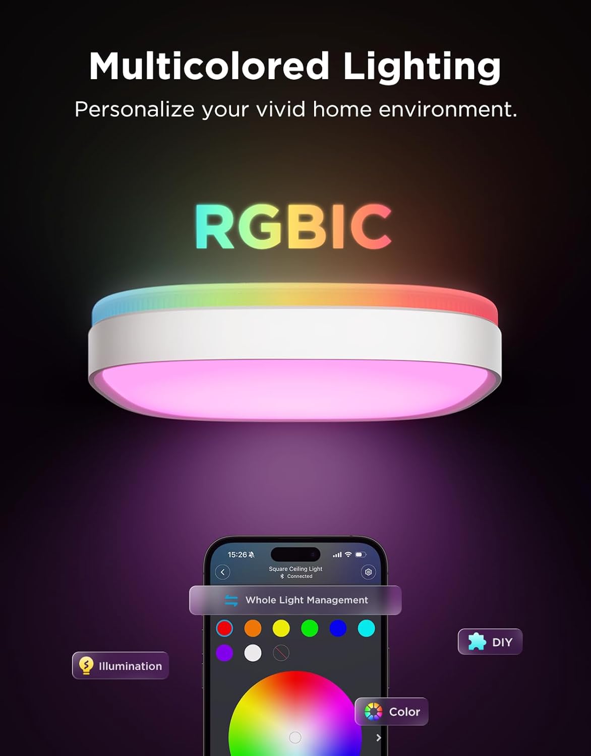 Smart RGBIC 30cm LED Ceiling Light