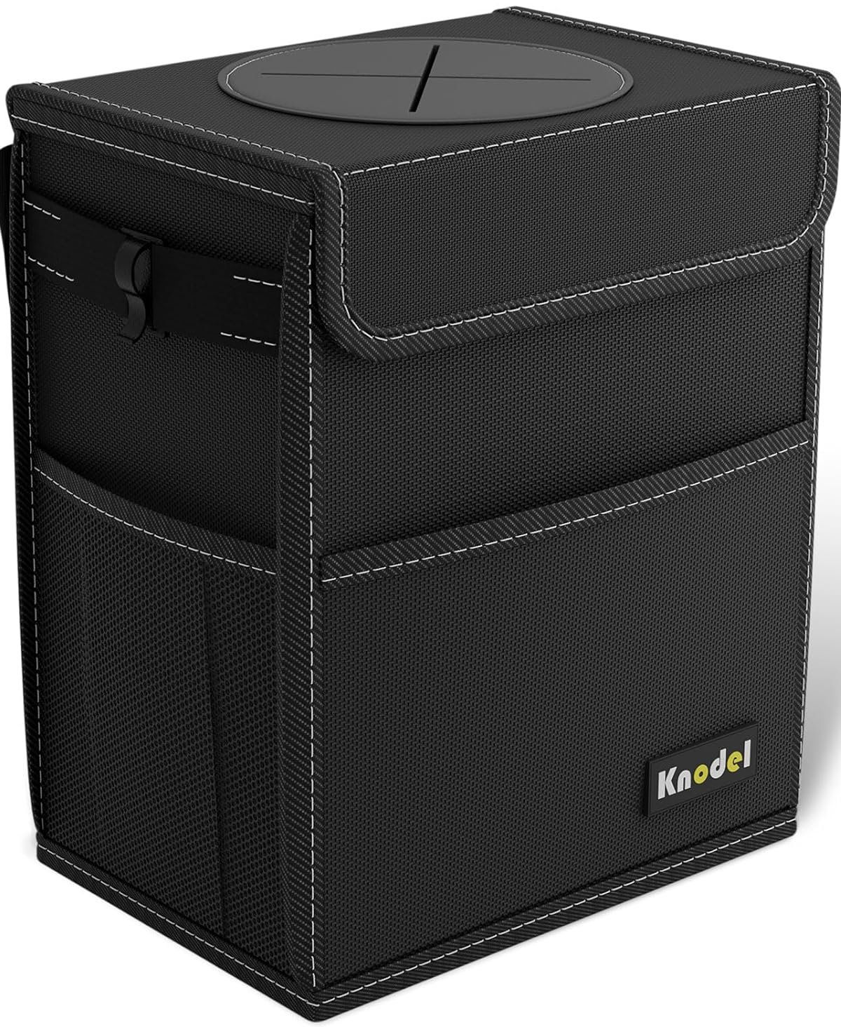 Foldable Car Bin with Lid – Waterproof Vehicle Trash Can with Adjustable Straps & Pockets