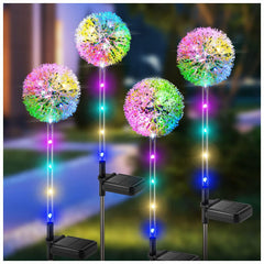 Solar Dandelion Garden Lights, 4 Pack Colourful LED Outdoor Flower Lights