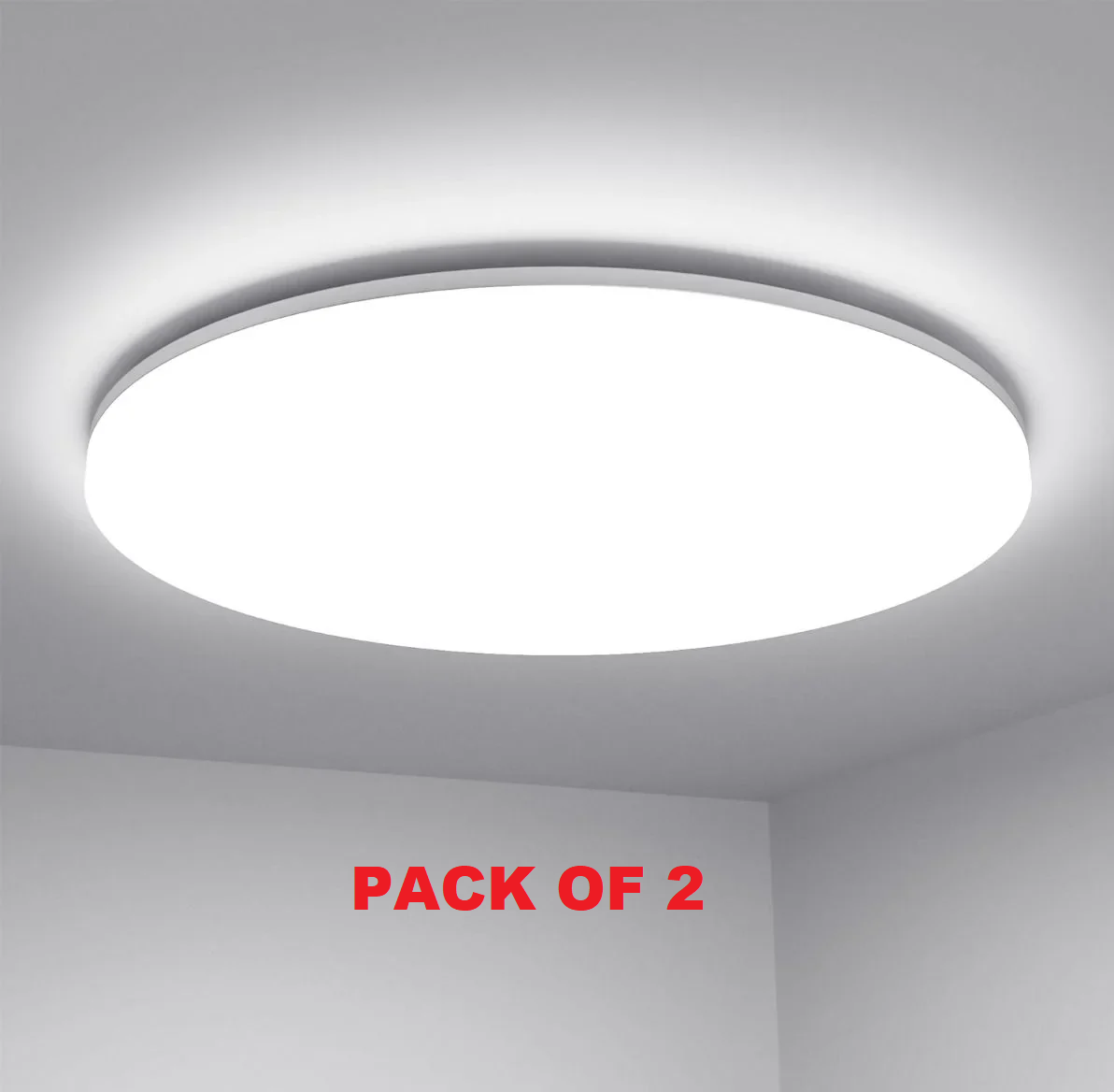 2 Pack 48W LED Bathroom Ceiling Light, IP54 Waterproof Round Flush Mount Ceiling Light, 6000K Cool White, Modern Ceiling Lamp for Bathroom, Kitchen, Bedroom, Hallway & Living Room
