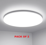 2 Pack 48W LED Bathroom Ceiling Light, IP54 Waterproof Round Flush Mount Ceiling Light, 6000K Cool White, Modern Ceiling Lamp for Bathroom, Kitchen, Bedroom, Hallway & Living Room