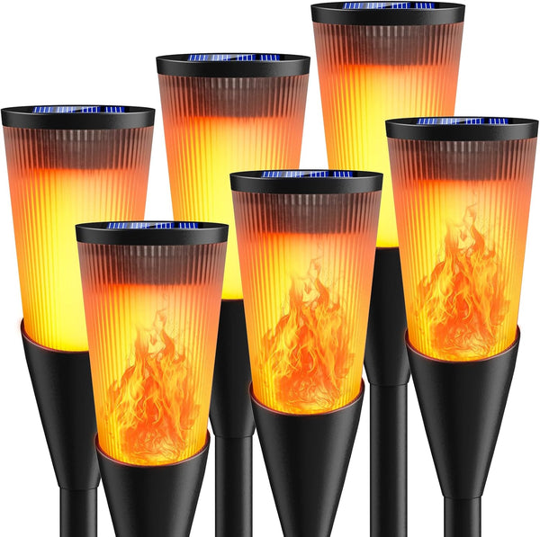 Solar Torch Lights Outdoor 10 Pack with Flickering Flame