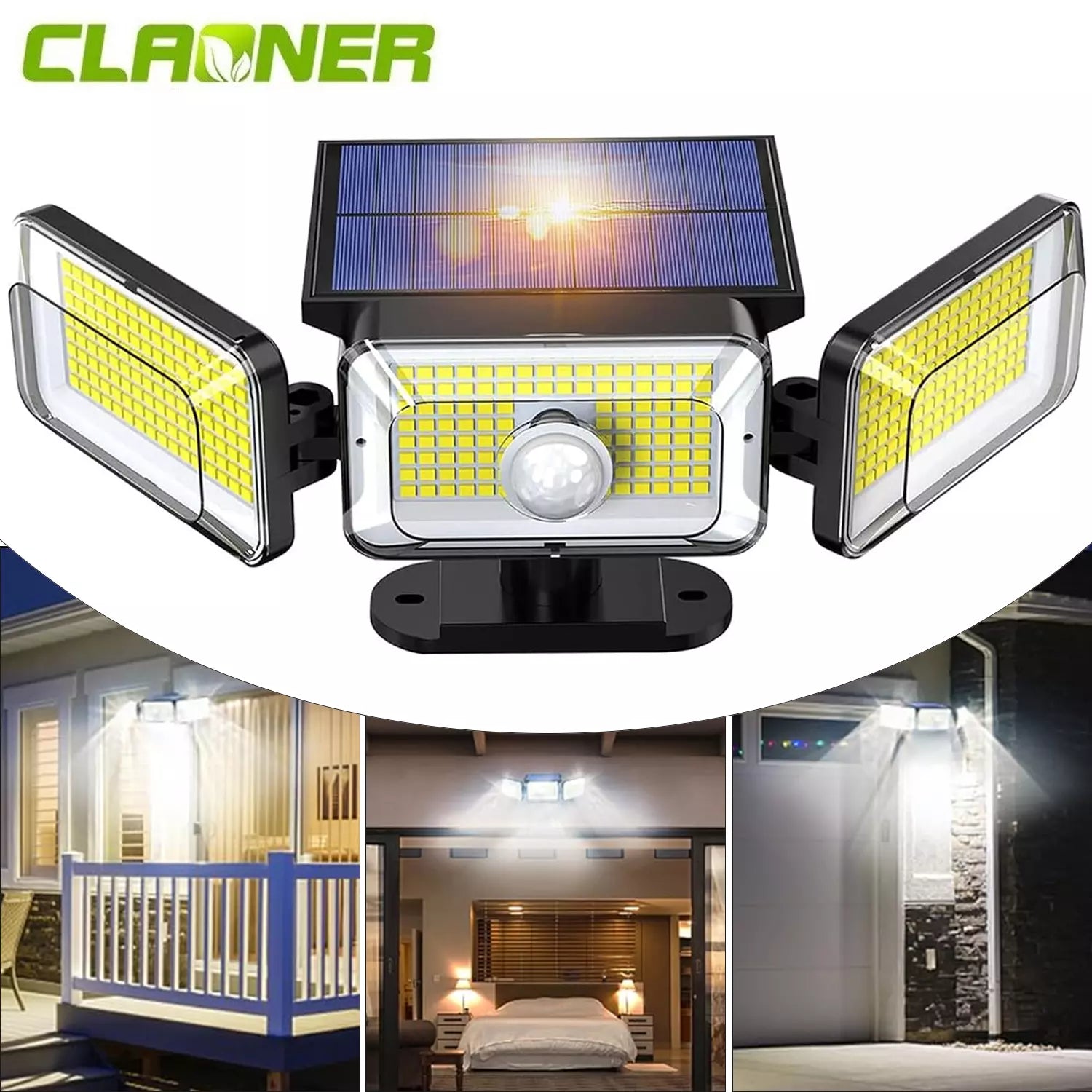 368 LED Solar Motion Sensor Outdoor Wall Light