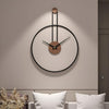 Large Silent Metal & Walnut Decorative Wall Clock