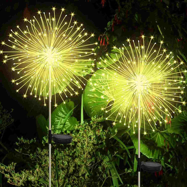 Solar Firework Garden Lights, 2-Pack, 120 LED Warm