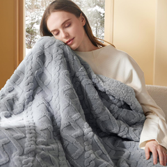 Bedsure Sherpa Fleece Throw Blanket – Soft Cozy Warm Jacquard Sofa & Bed Throw, Grey 130x150 cm