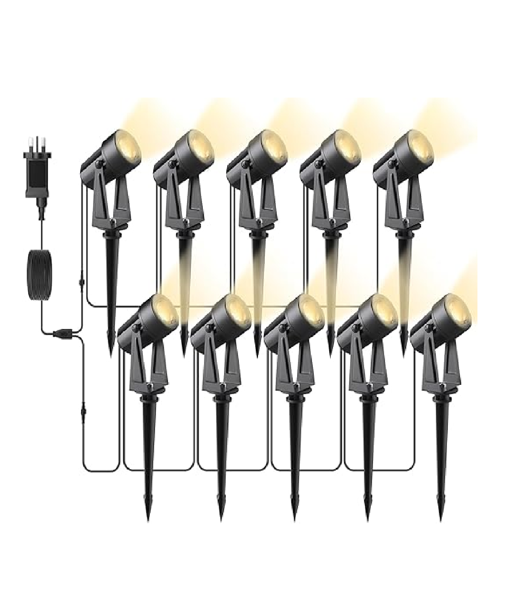 Mains-Powered Garden Spotlights – 10-Pack LED Set