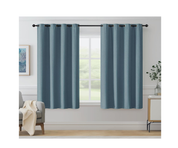 Blue Herringbone Eyelet Curtains – Thermal Insulated 72 Inch Drop, 2 Panels