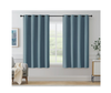 Blue Herringbone Eyelet Curtains – Thermal Insulated 72 Inch Drop, 2 Panels