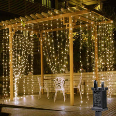 LE 306 LED Curtain Lights – 3m x 3m, 8 Modes, Plug-in, Warm White