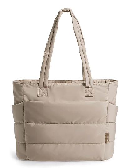 Lightweight Quilted Tote Bag for Women – Puffy Shoulder Handbag with Pockets