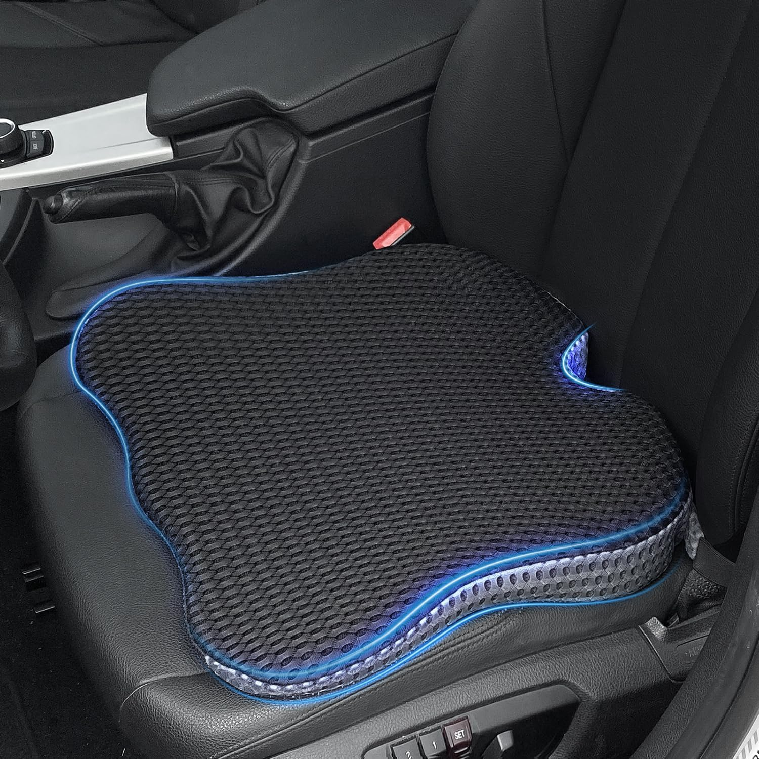 Memory Foam Car Seat Cushion – Wedge Booster Pad, Breathable Comfort for Long Drives