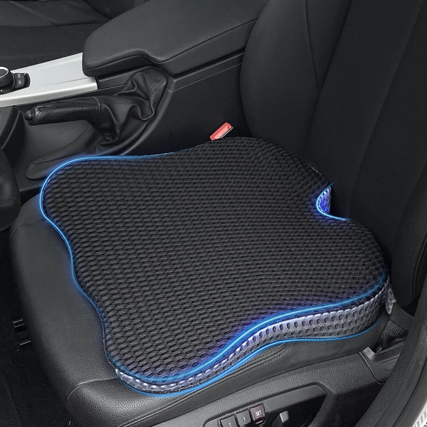 Memory Foam Car Seat Cushion – Wedge Booster Pad, Breathable Comfort for Long Drives