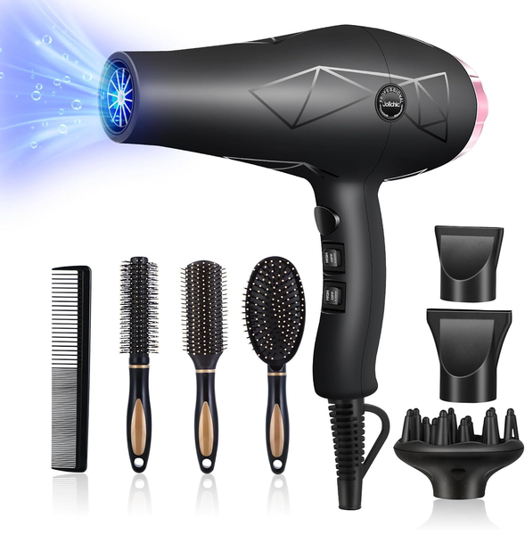 Professional 2400W Ionic Hair Dryer – Fast Blow Dryer with Diffuser & Styling Combs