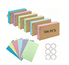 300 PCS Flash Cards 5x3 Inch with 6 Rings – Kraft Paper Revision Note Cards