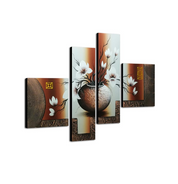 4 Panel Hand-Painted Floral Oil Canvas Wall Art
