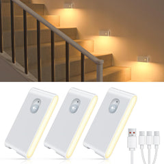 Rechargeable Motion Sensor Stair Lights, 3 Pack